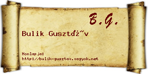 Bulik Gusztáv névjegykártya